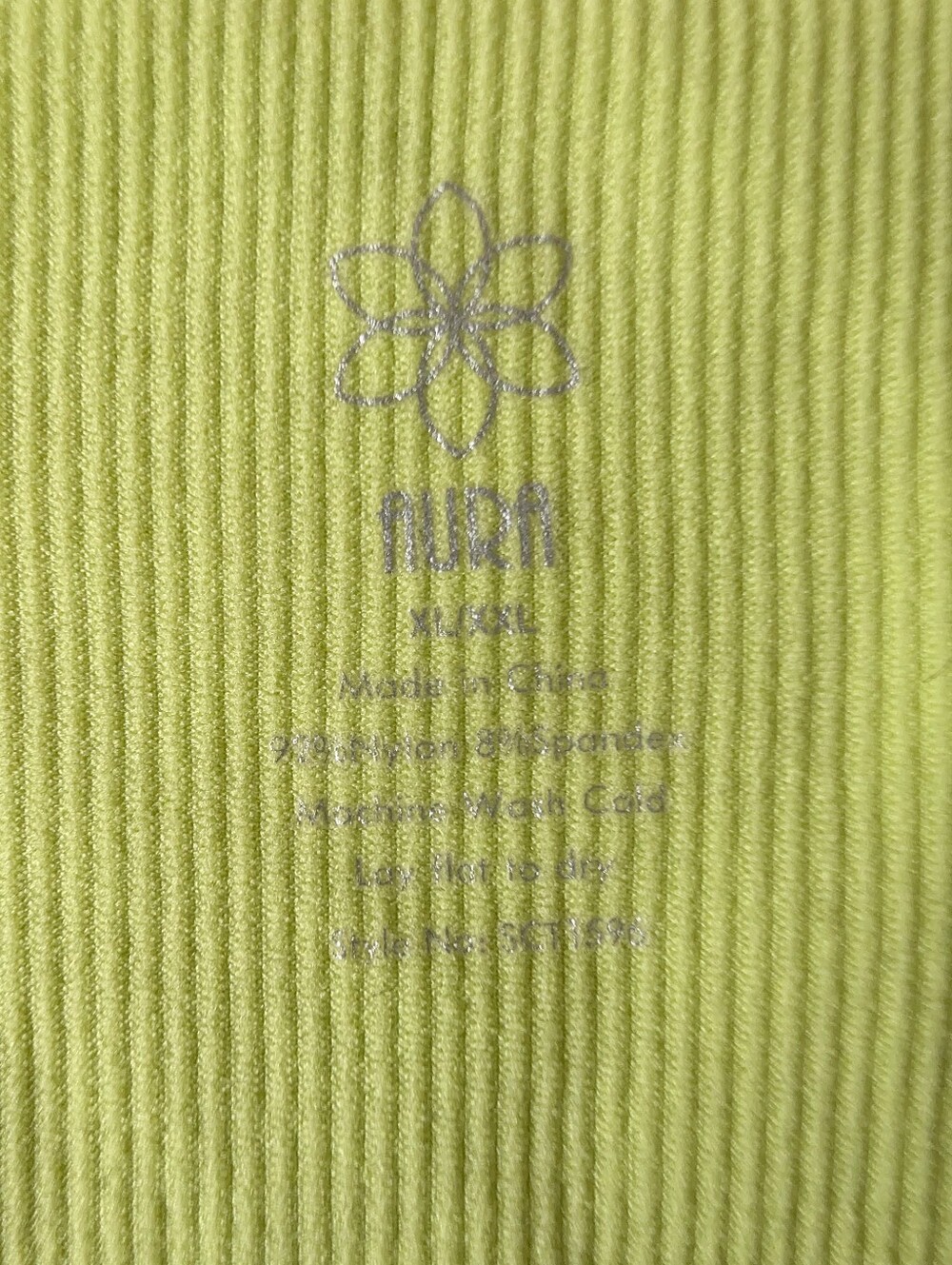 Bustier Style Long Sleeve Ribbed Top Lime Neon Green XL/XXL Activewear Soft Girl image 6